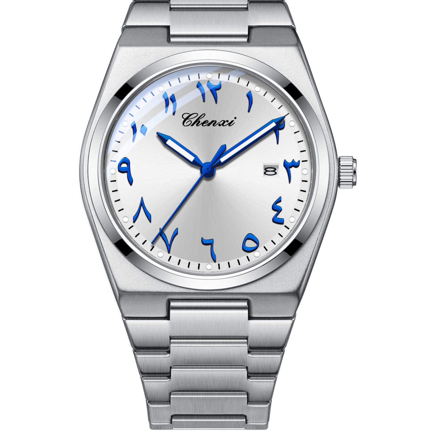 Classic Mens Watch with Luminous Dial and Calendar