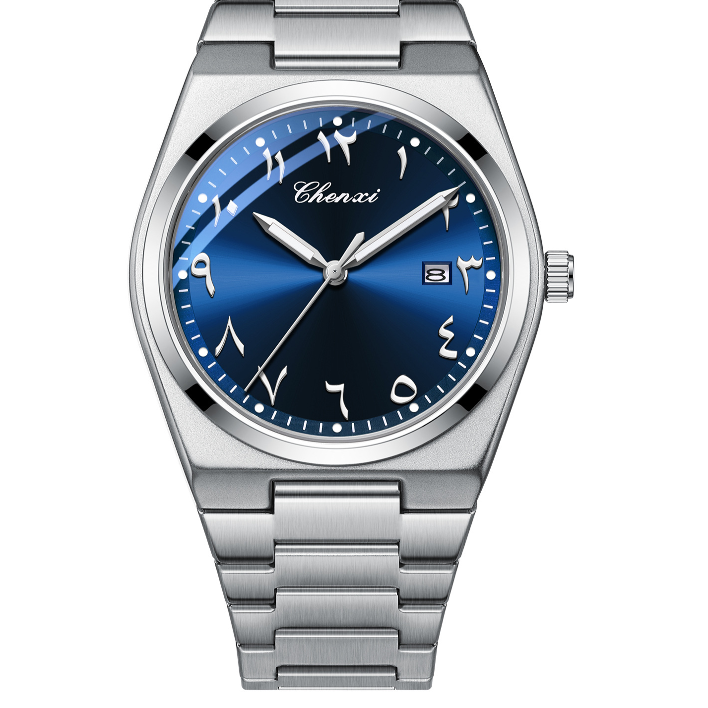 Classic Mens Watch with Luminous Dial and Calendar