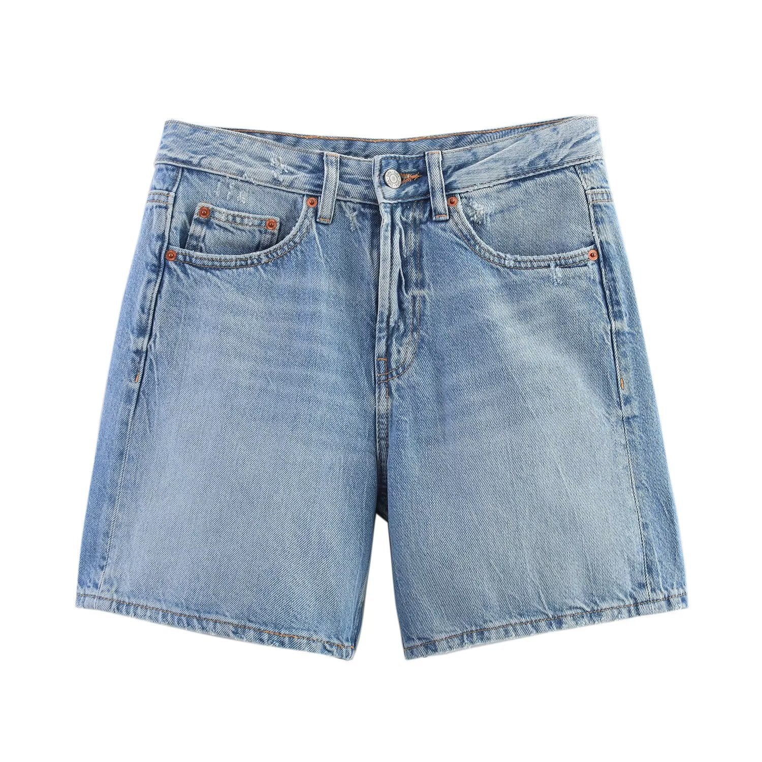 Classic Mid Waist Denim Shorts
