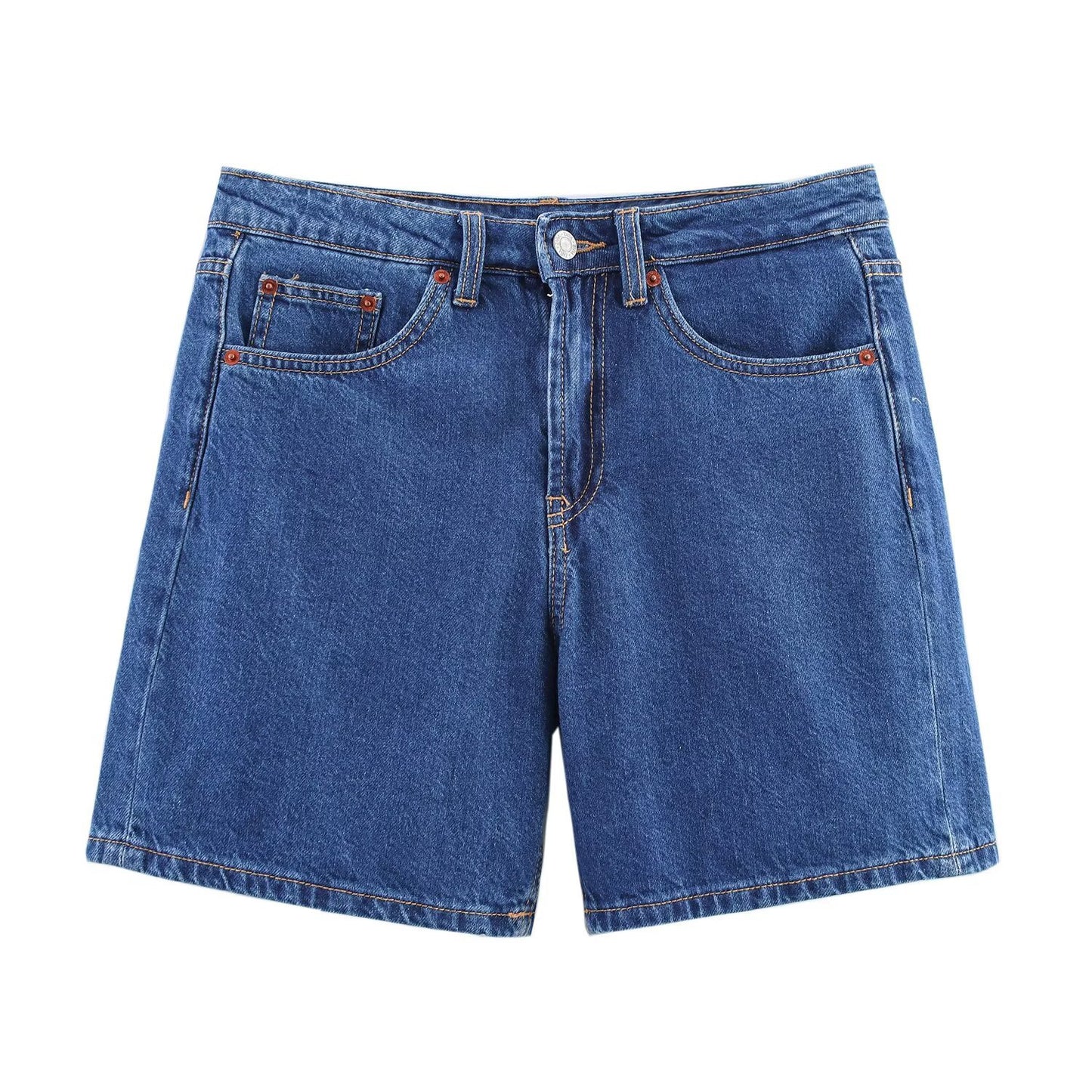 Classic Mid Waist Denim Shorts