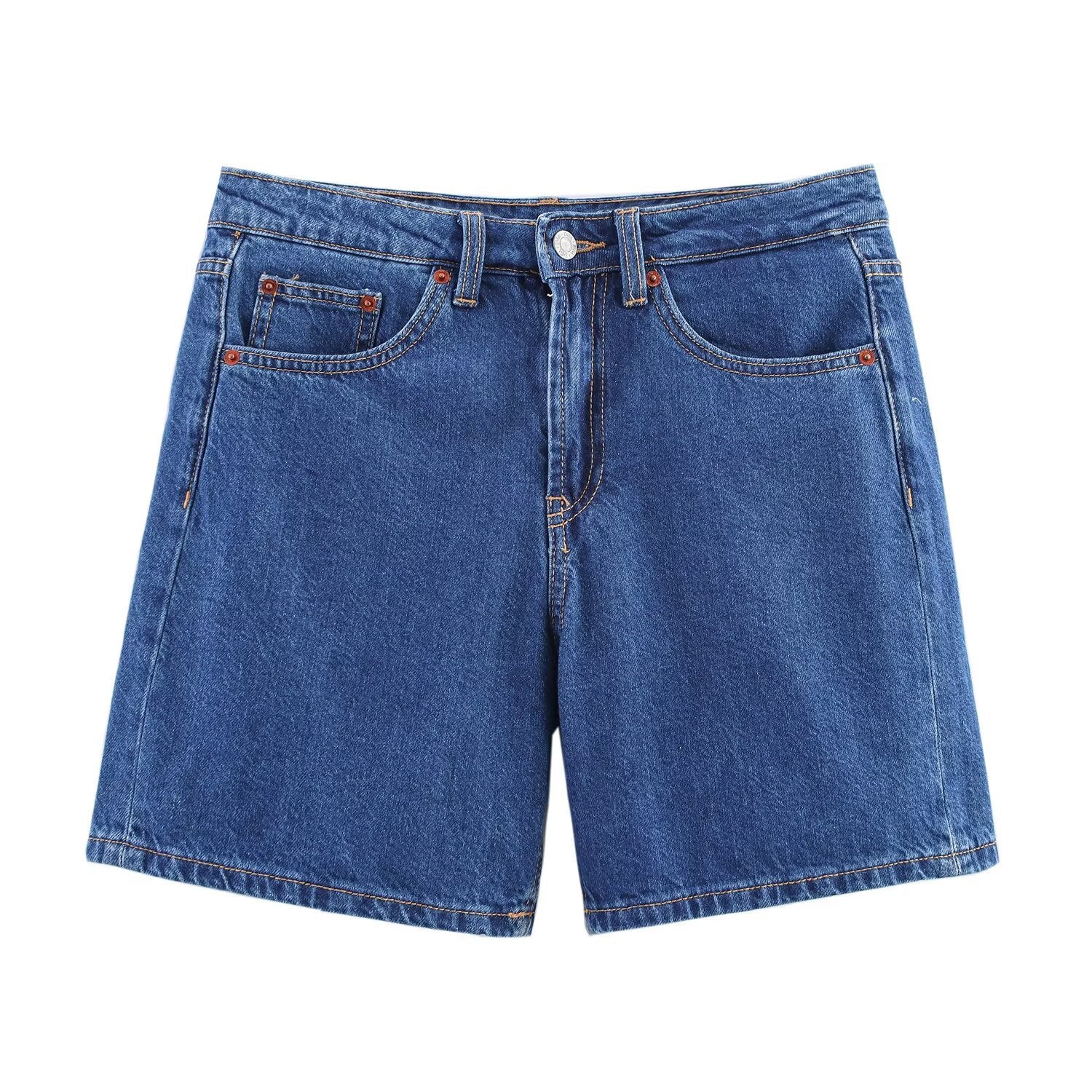 Classic Mid Waist Denim Shorts