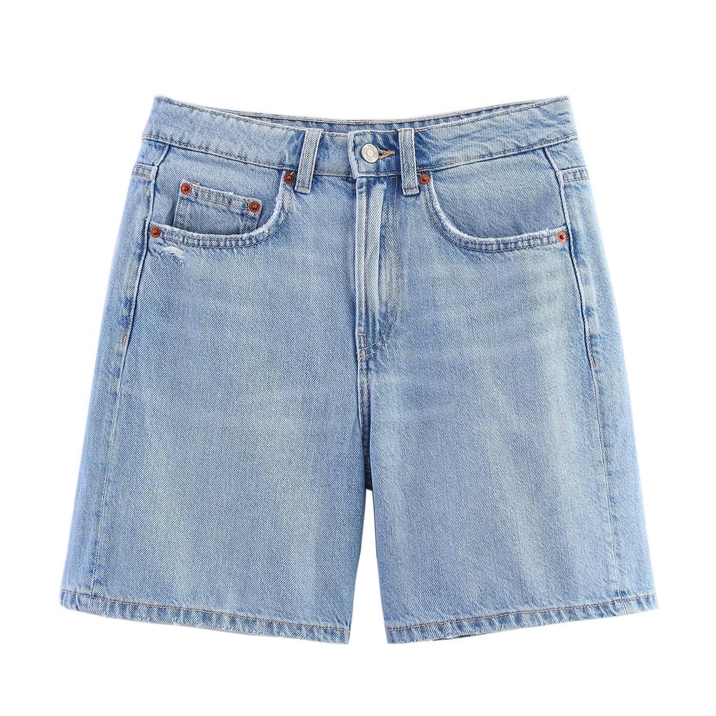 Classic Mid Waist Denim Shorts