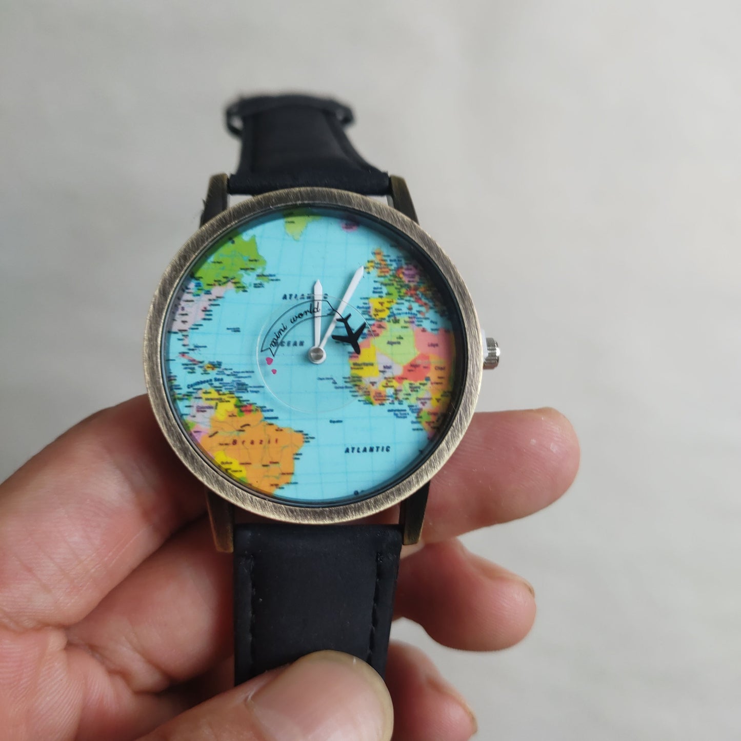 Classic Retro Map Turntable Quartz Watch