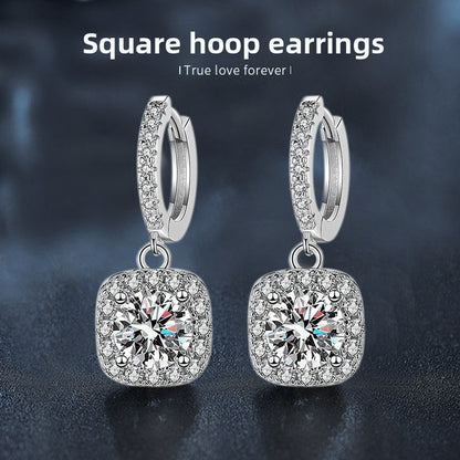 Classic Square Moissanite Drop Earrings