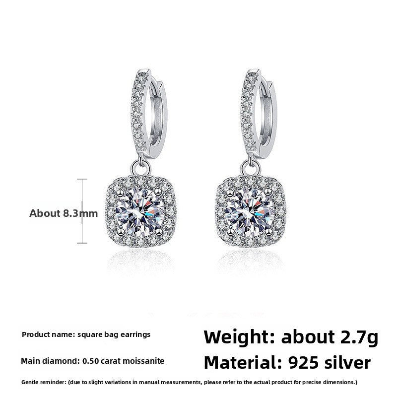 Classic Square Moissanite Drop Earrings