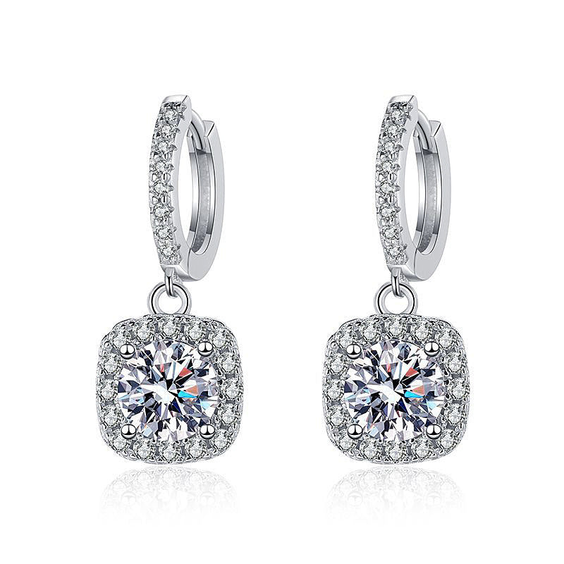 Classic Square Moissanite Drop Earrings
