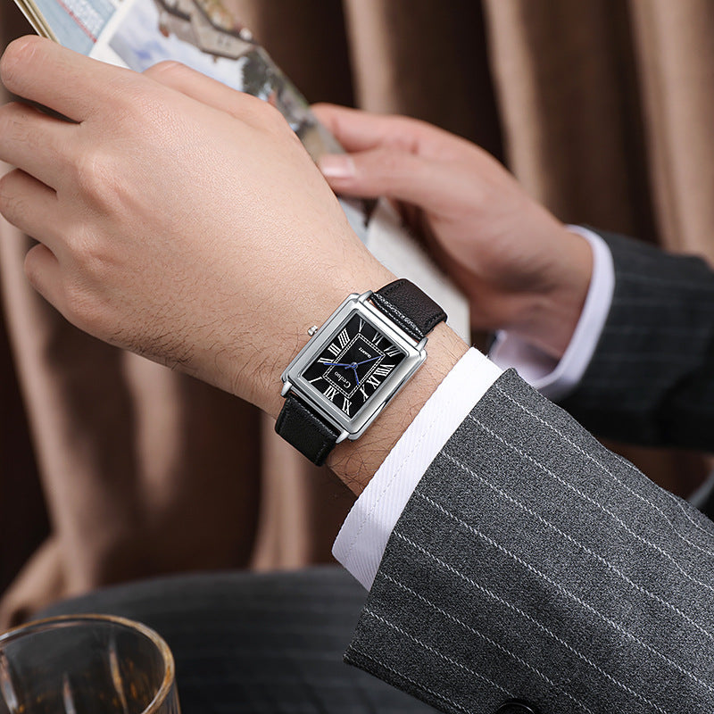 Classic Square Roman Numeral Mens Watch