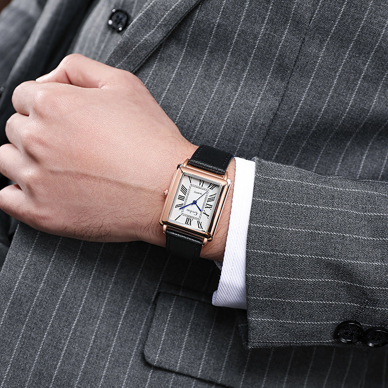 Classic Square Roman Numeral Mens Watch