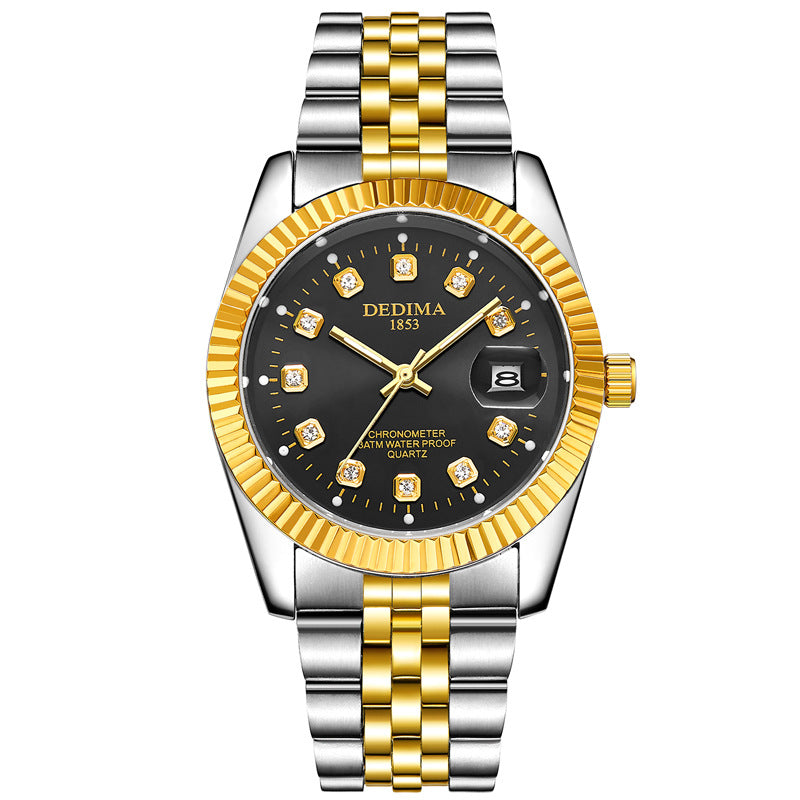 Classic Stainless Steel Quartz Watch with Calendar