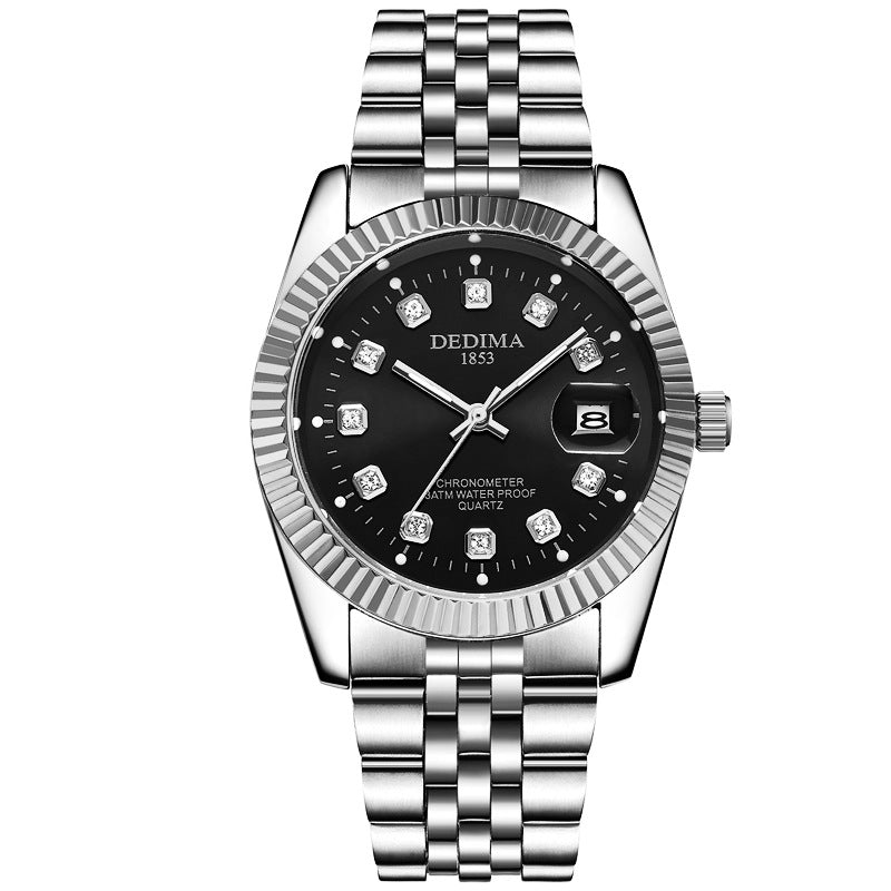 Classic Stainless Steel Quartz Watch with Calendar