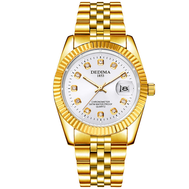 Classic Stainless Steel Quartz Watch with Calendar