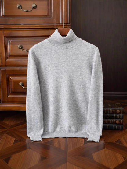 Classic versatile thick wool sweater with round V-neck