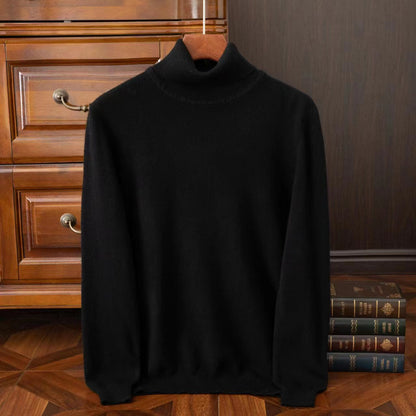 Classic versatile thick wool sweater with round V-neck