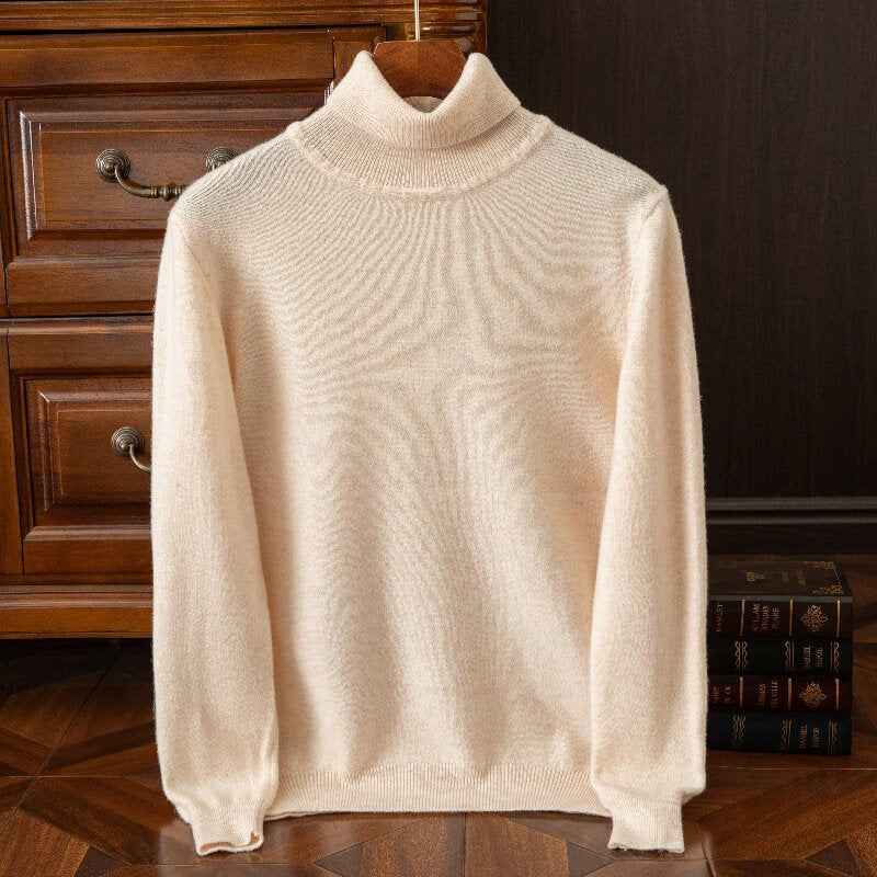Classic versatile thick wool sweater with round V-neck