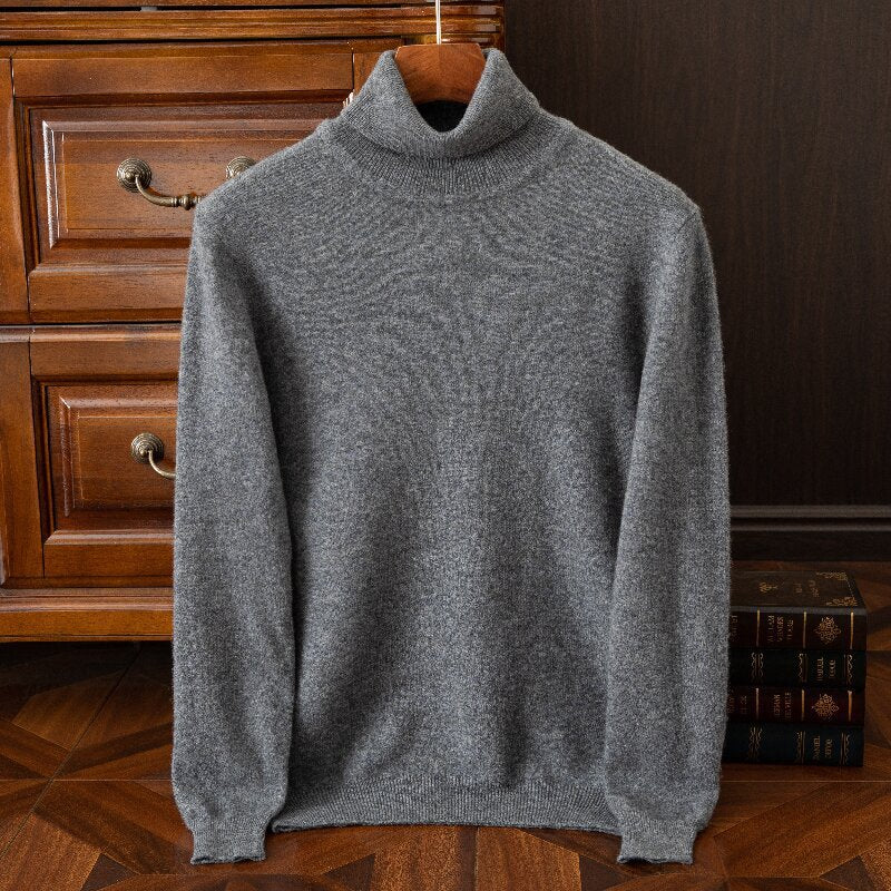 Classic versatile thick wool sweater with round V-neck