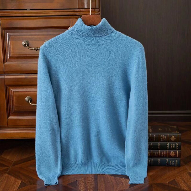 Classic versatile thick wool sweater with round V-neck