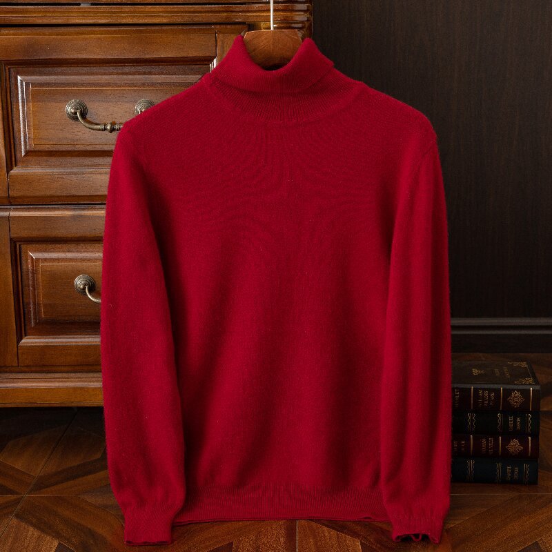 Classic versatile thick wool sweater with round V-neck