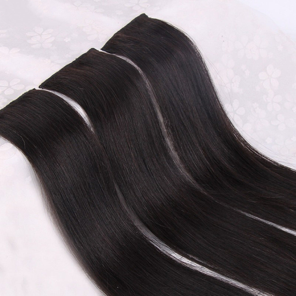 Clip-In Human Hair Extensions Straight Natural Invisible Hairpiece
