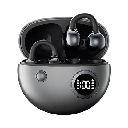 Clip-On Bone Conduction Bluetooth Earphones with Digital Display