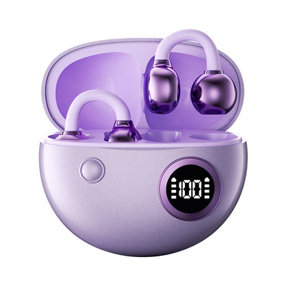Clip-On Bone Conduction Bluetooth Earphones with Digital Display