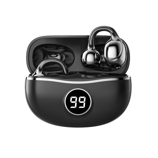 Clip-On Bone Conduction Bluetooth Earphones with Digital Display