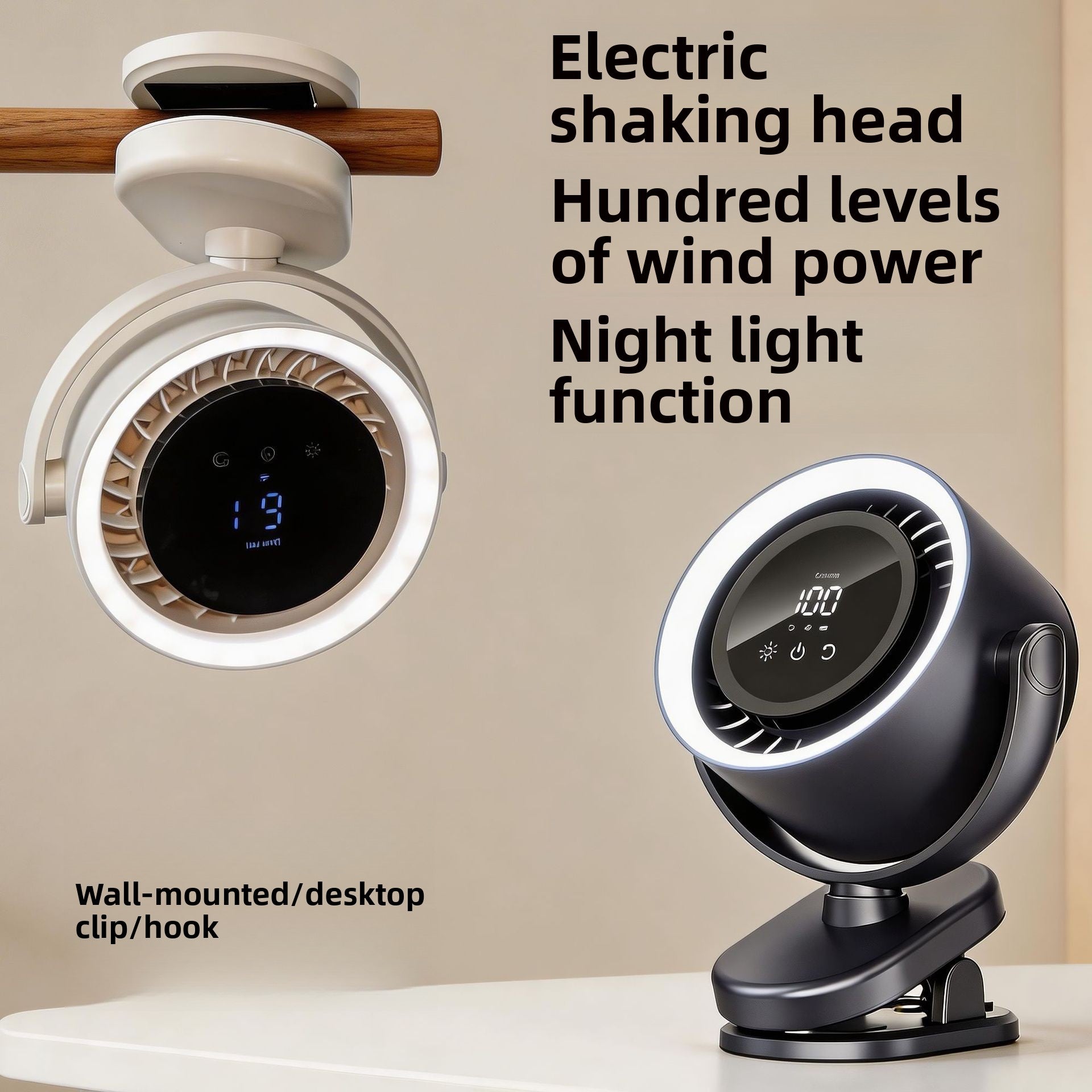 Clip-On Desktop USB Charging Fan with Night Light