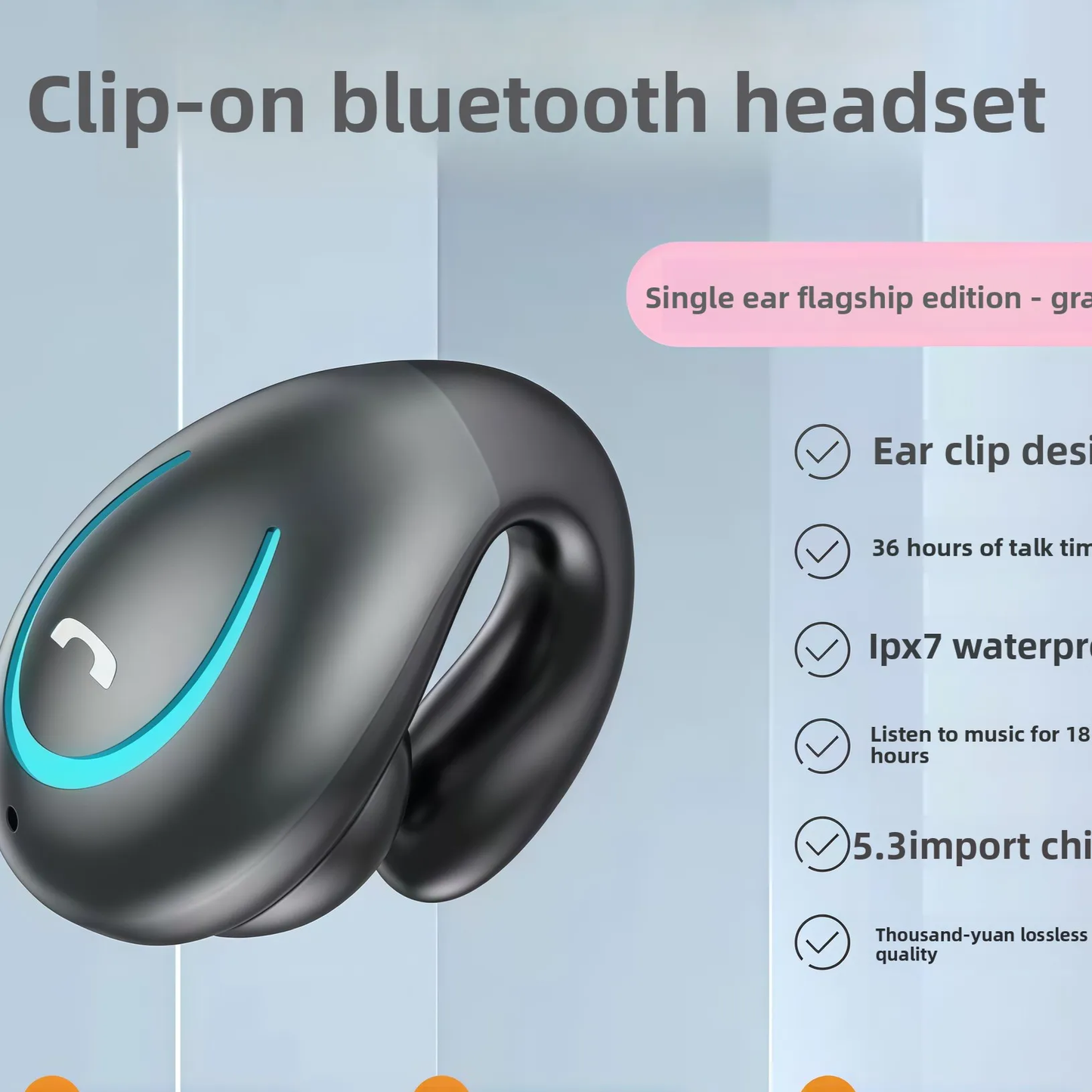 Clip-On Wireless Bluetooth Headset