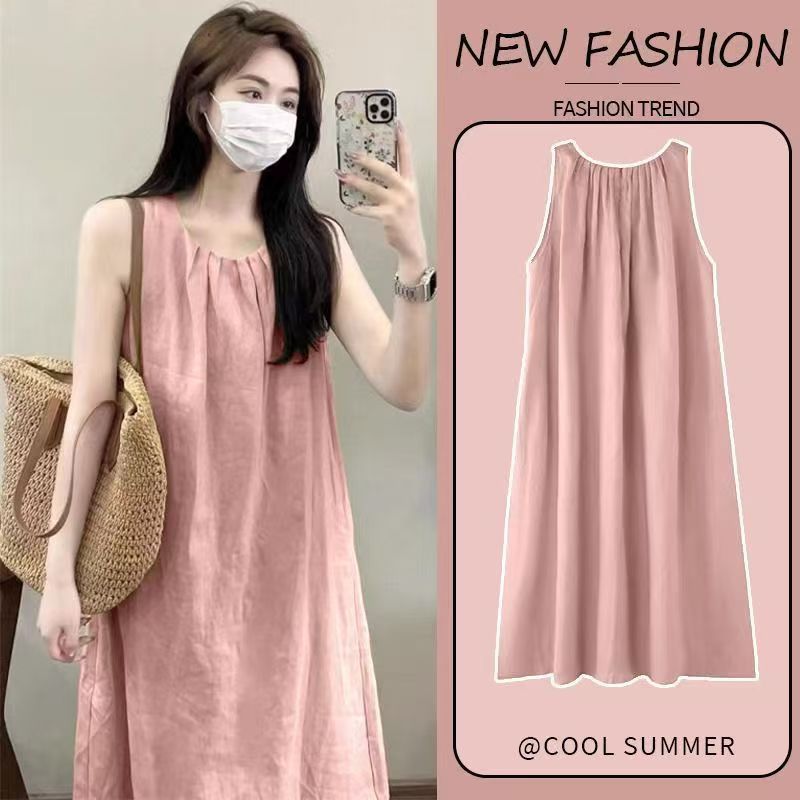 Cloud Cotton Suspender Nightgown with Breast Pads