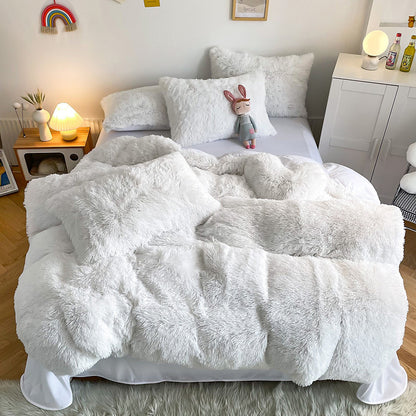 Cloud Mink Long-Haired Four-Piece Set, Thickened and Warm