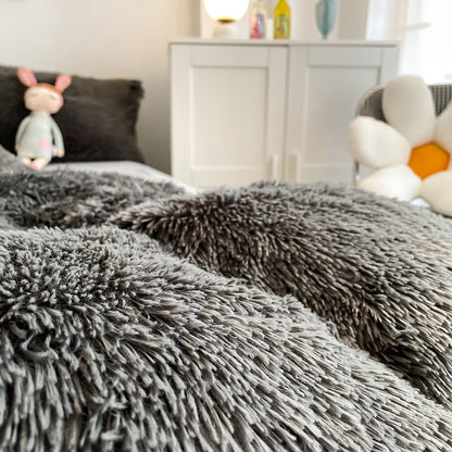 Cloud Mink Long-Haired Four-Piece Set, Thickened and Warm