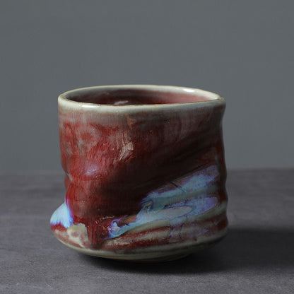 Coarse earthenware pleated tea cup