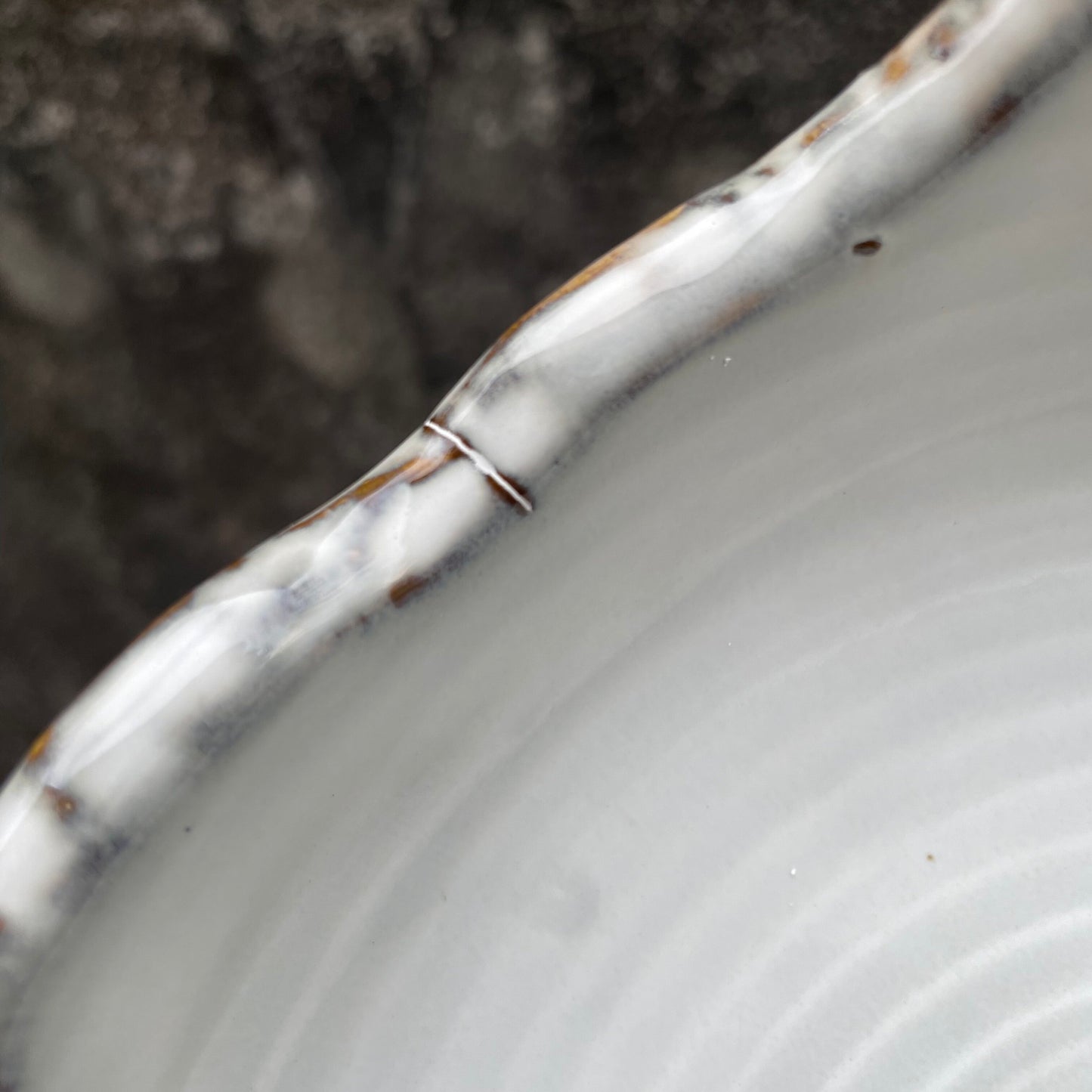 Coarse pottery distressed gray ceramic irregular-shaped bowl