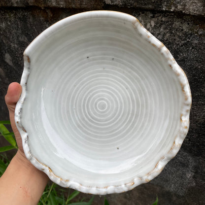 Coarse pottery distressed gray ceramic irregular-shaped bowl