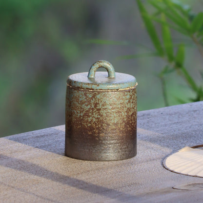 Coarse pottery tea canister