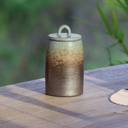 Coarse pottery tea canister