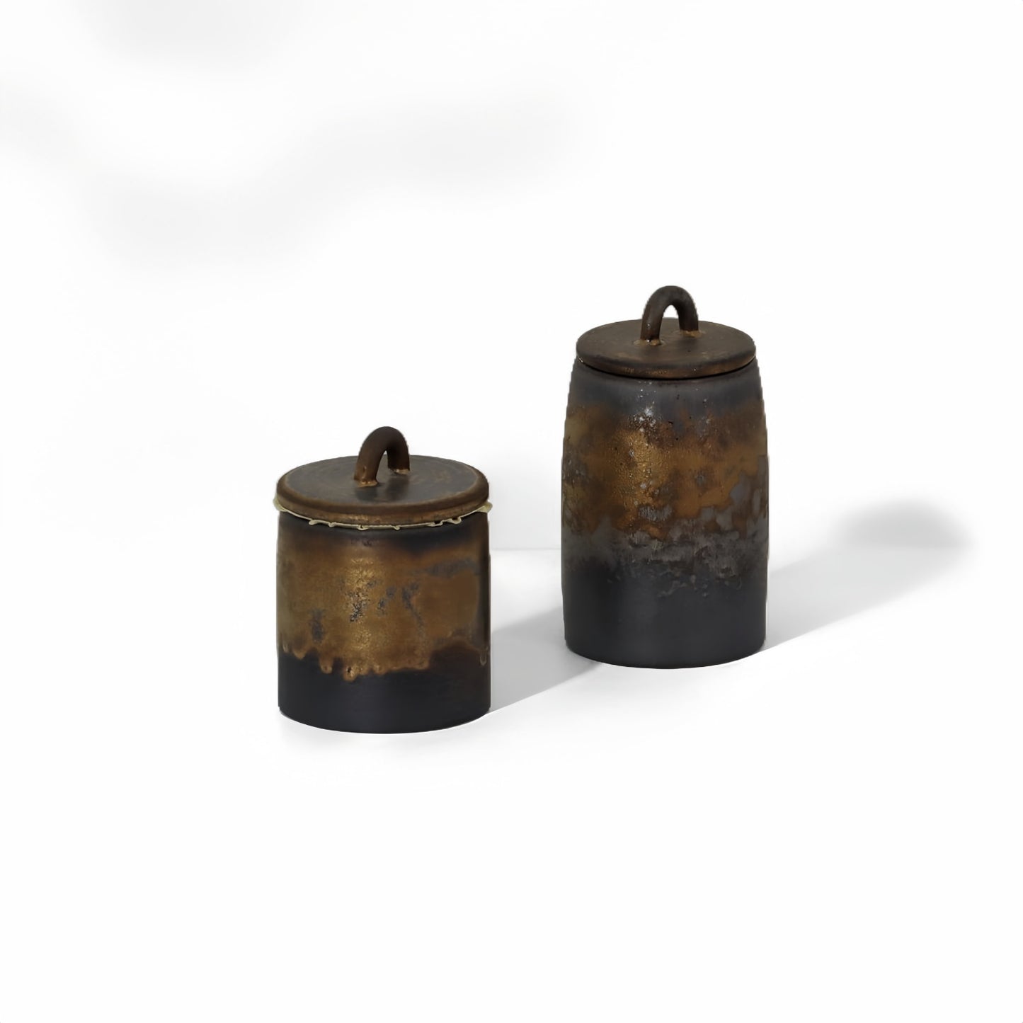 Coarse pottery tea canister