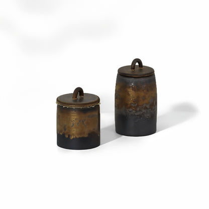 Coarse pottery tea canister
