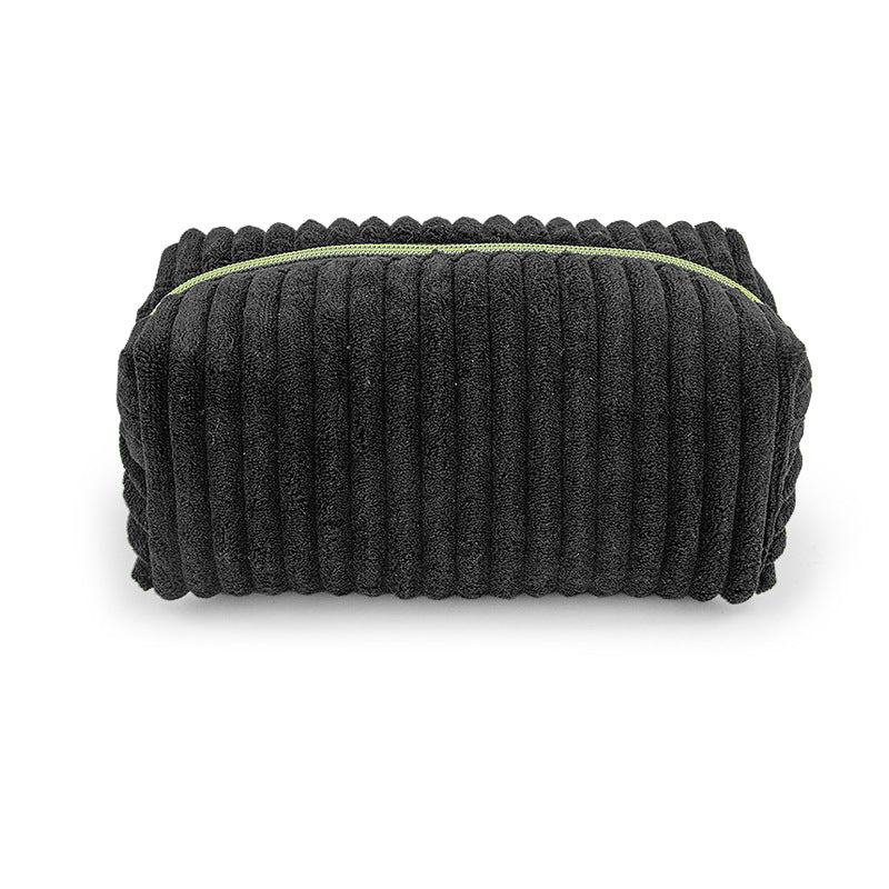 Coarse-striped corduroy cosmetic bag