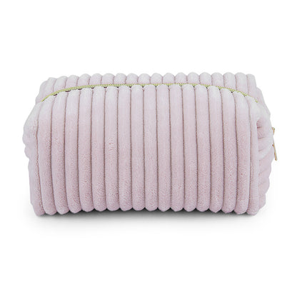 Coarse-striped corduroy cosmetic bag