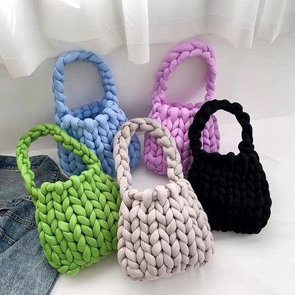 Coarse wool hand-woven bag material bag