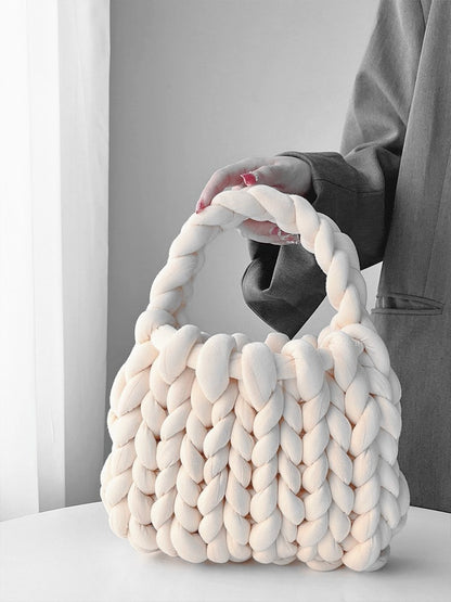 Coarse wool hand-woven bag material bag