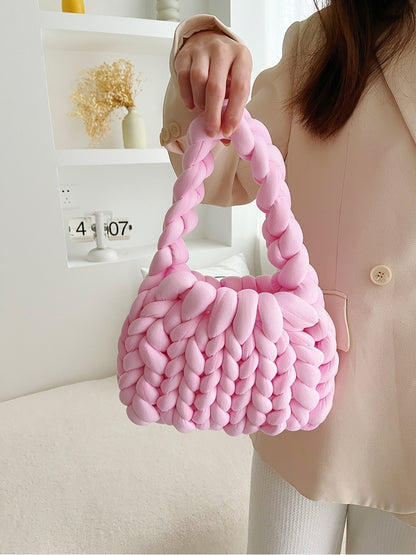 Coarse wool hand-woven bag material bag
