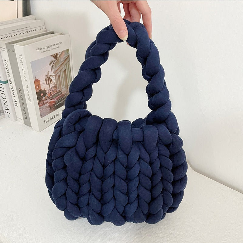 Coarse wool hand-woven bag material bag