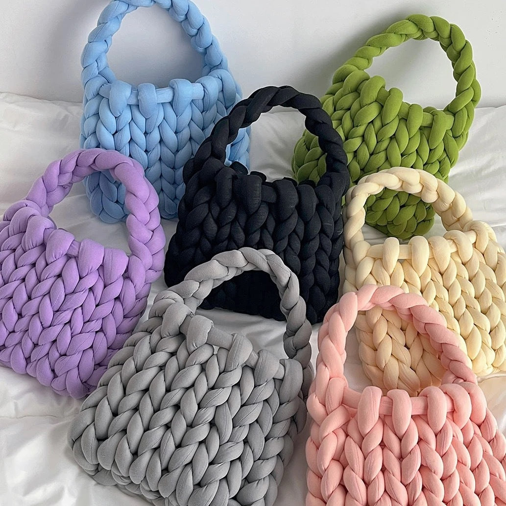 Coarse wool hand-woven bag material bag