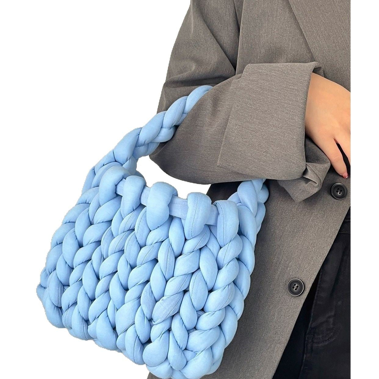 Coarse wool hand-woven bag material bag