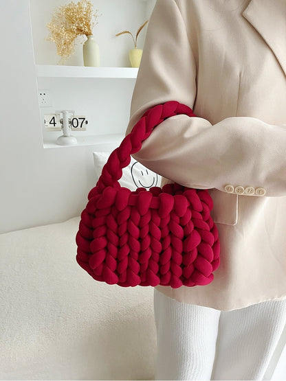 Coarse wool hand-woven bag material bag