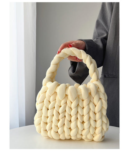 Coarse wool hand-woven bag material bag