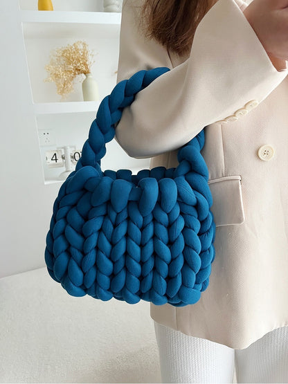 Coarse wool hand-woven bag material bag