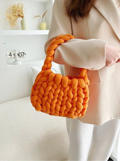Coarse wool hand-woven bag material bag