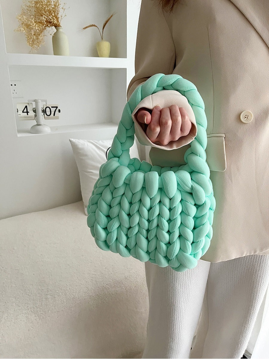 Coarse wool hand-woven bag material bag